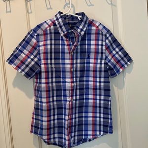 Polo Ralph Lauren Boys red blue plaid button down size medium 10/12